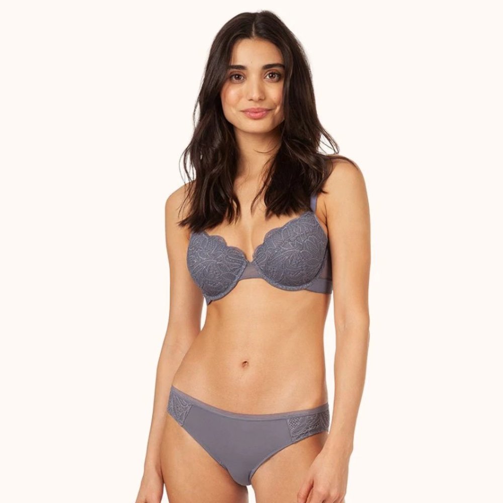 Lively lace t-shirt bra, smoke, 36B